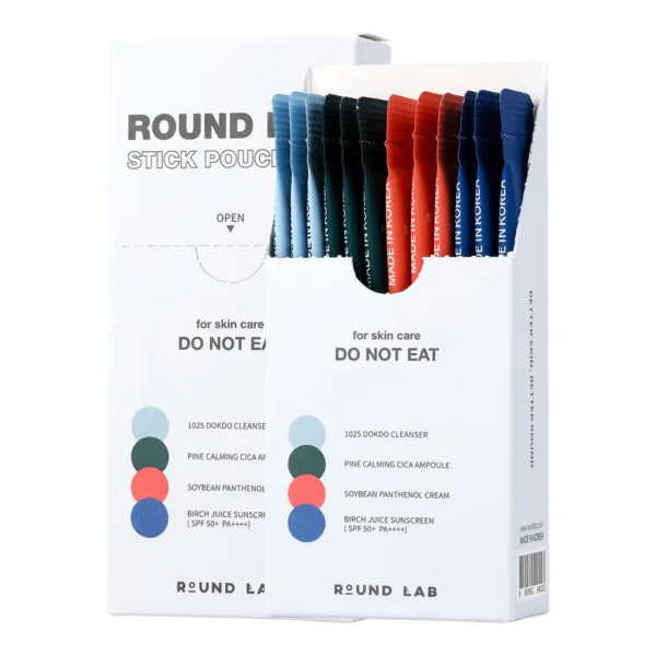 Set de Viaje con Limpiador + Serum + Crema + Bloqueador - Round Lab Stick Pouch Kit - Imagen 2