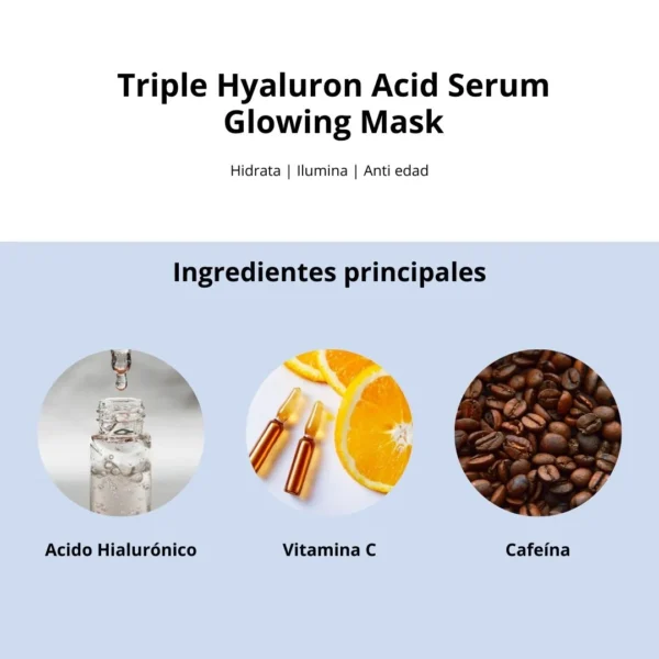 Caja de 10 Unidades - OOTD Mascarilla Triple Hialuronico - Triple Hyaluron Acid Serum Glowing Mask - Imagen 2