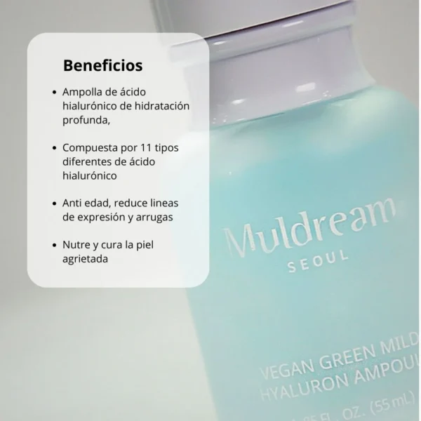 Muldream Ampolla «Vegan Green Mild Hyaluron Ampoule» 55ml - Imagen 2