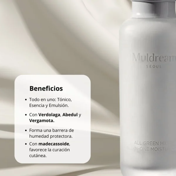 Muldream Emulsión 3 en 1 «All Green Mild All in one Moisturizer» 110ml - Imagen 2