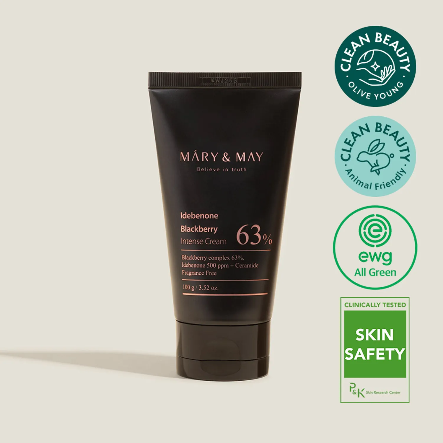 Crema Antioxidante Iluminadora con 63% de Complejo de Mora e Ibedenone, Rejuvenece Instantaneamente - MARY&MAY Idebenone Blackberry 100grs